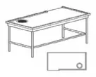 Table de triage avec trou-dechets  20cm  droite  	Plan pour panier 50x50 - Structure en tube inox AISI 304 	Accrochage avec flange pour connection au lave-vaisselle